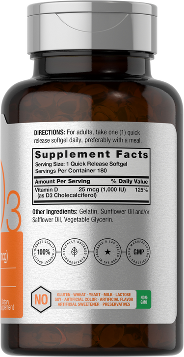 View 2 Vitamin D-3 1000IU | 180 Softgels