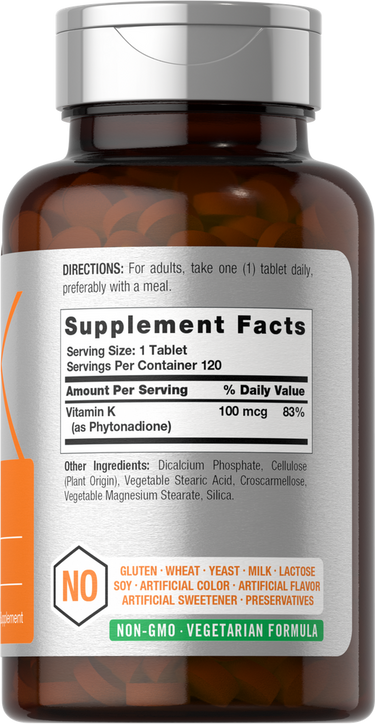 View 2 Vitamina K 100mcg | 120 Tabletas