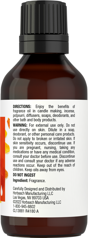 View 2 Brown bottle with label containing fragrance directions.