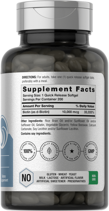Biotina 10000mcg | 200 Cápsulas Gelatinosas