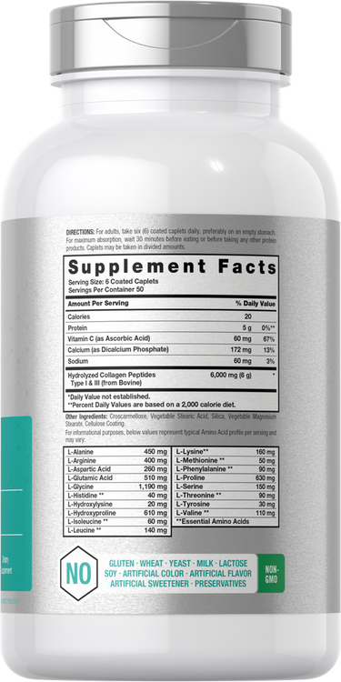 Supplement container with label showing supplement facts on a white background