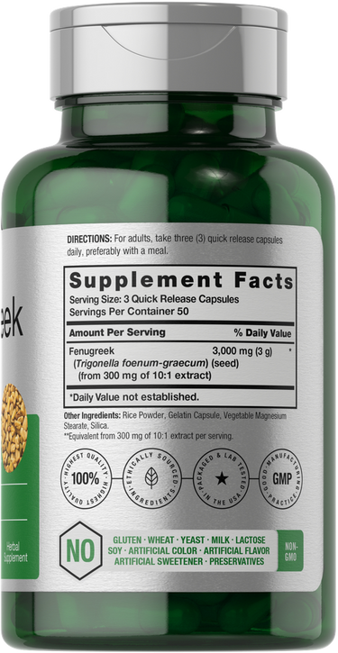 Feno-grego 3000mg por porção | 150 Cápsulas