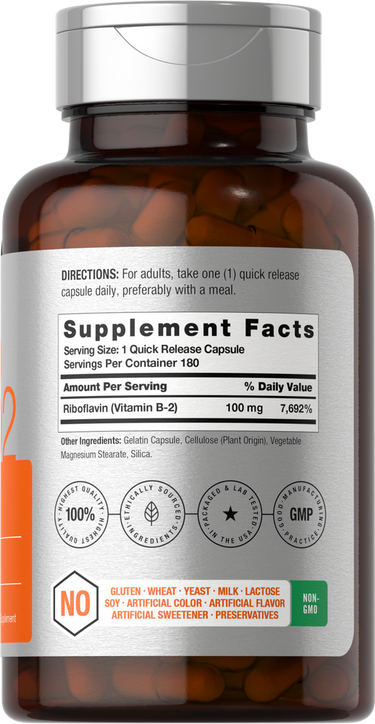 Vitamina B-2 100mg | 180 Cápsulas