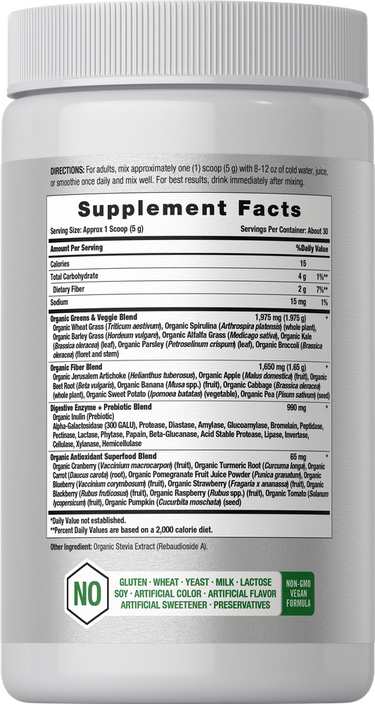 View 2 Organic Greens Powder | 5.29 oz Supplement