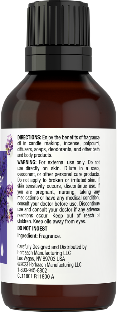 Brown bottle with label containing fragrance oil