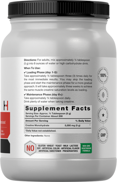 View 2 Supplement container with label showing supplement facts and usage directions.