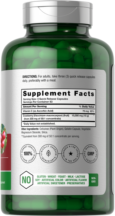 Green supplement bottle with label showing 'Supplement Facts' section.