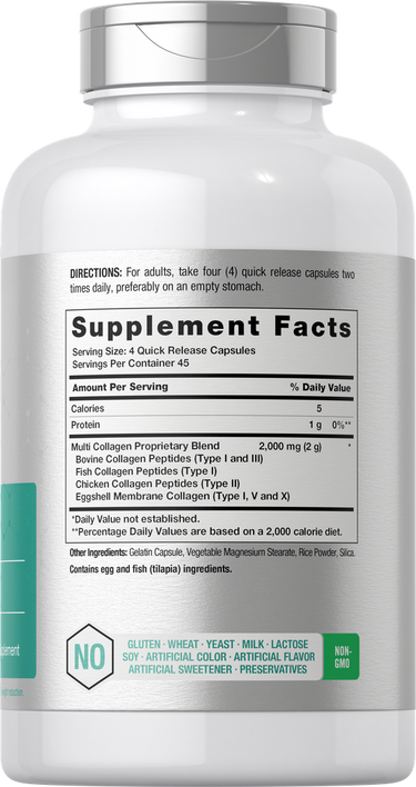 Supplement bottle with detailed label showing ingredients and directions.