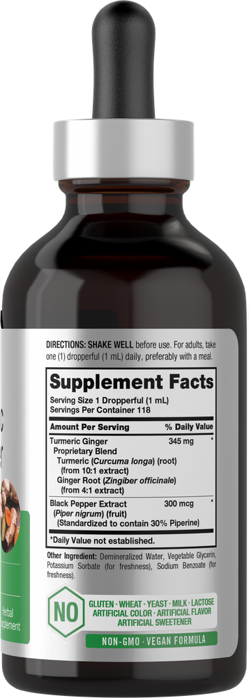 Turmeric and Ginger Drops | 4oz Liquid