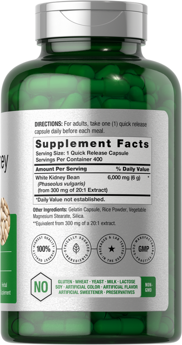 Weißer Kidneybohnenextrakt 6000 mg | 400 Kapseln