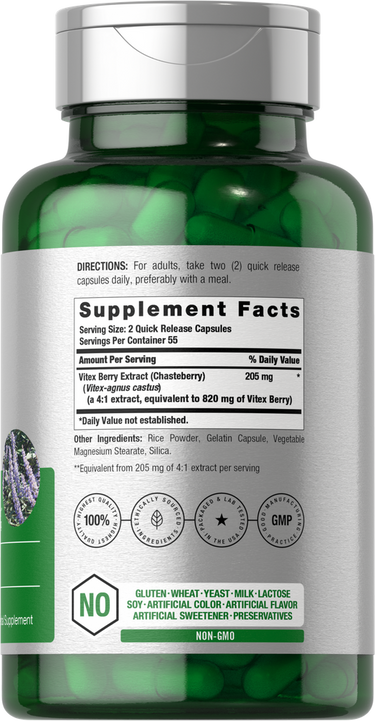 Baya de Vitex 820 mg por porción | 110 Cápsulas