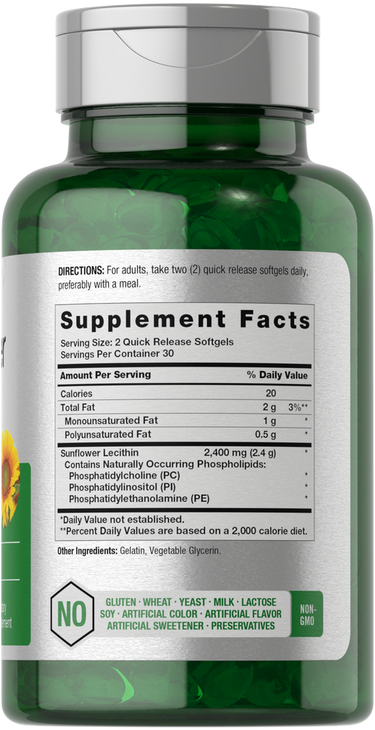 Sunflower Lecithin 2400mg per serving | 60 Softgels