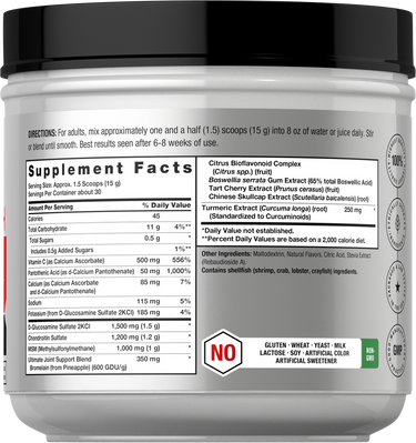 View 2 Supplement container with label showing supplement facts and ingredients.