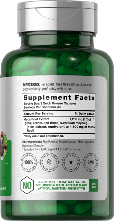 View 2 Supplement bottle with green capsules on a white background
