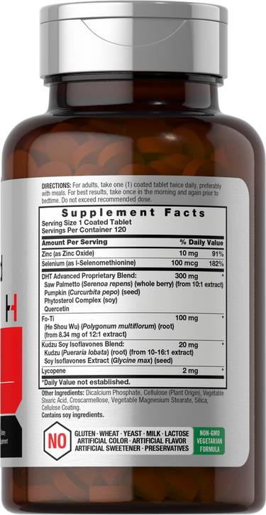 Supplement bottle with label showing supplement facts and ingredients.