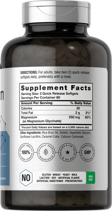 View 2 Magnesium Glycinate 250mg per serving | 120 Softgels