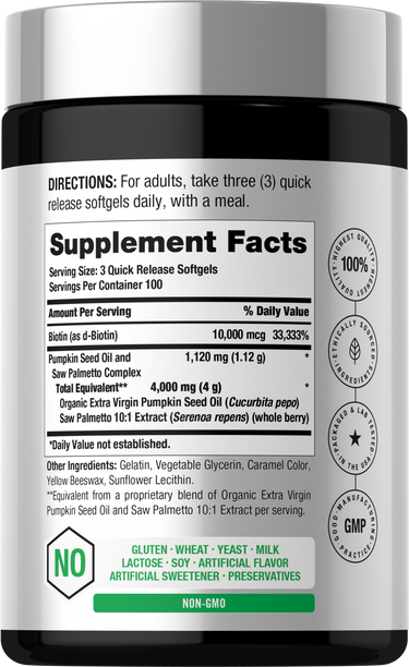 View 2 Pumpkin Seed Oil With Saw Palmetto 4000mg | 300 Softgels