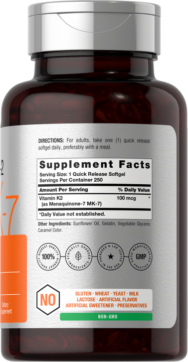Supplement bottle with label showing details on a white background