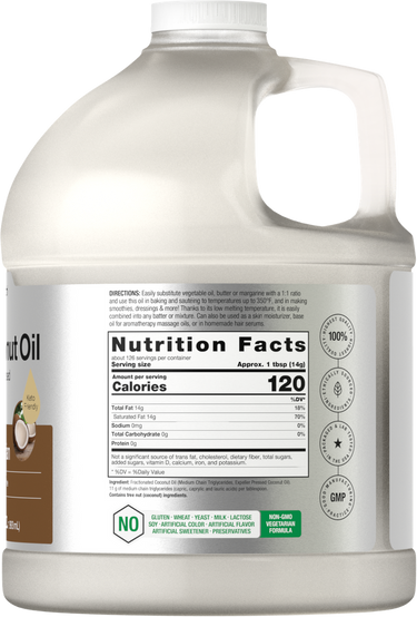 View 2 Coconut oil container with nutrition facts label.