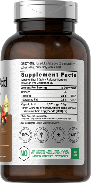 View 2 Caprylic Acid 1320mg per serving | 150 Softgels