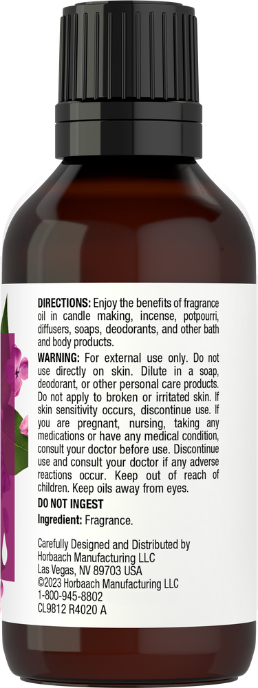 Brown bottle with label featuring directions and ingredients.