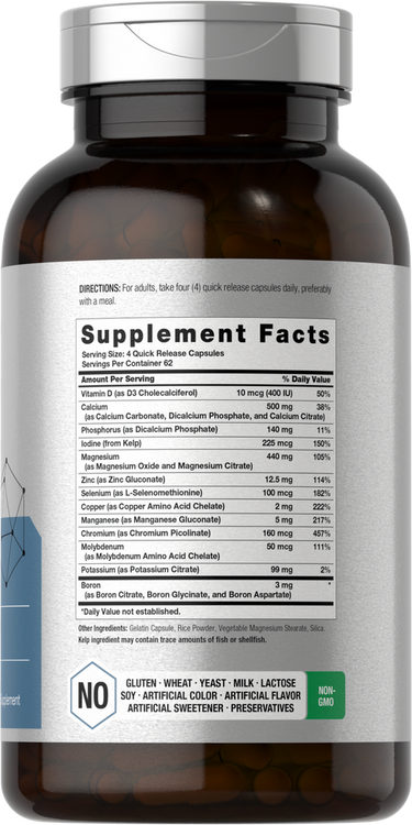 View 2 Supplement bottle with label showing 'Supplement Facts' on a white background