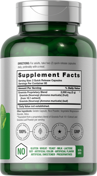 Graviola-Extrakt 2000 mg pro Portion | 120 Kapseln