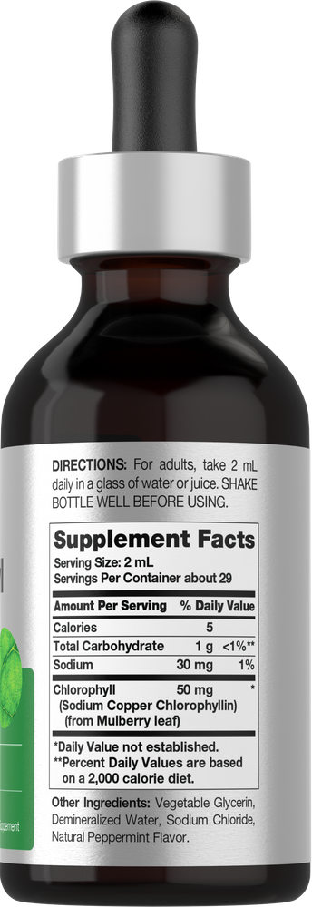 View 2 Supplement bottle with dropper labeled 'Peppermint' on a white background