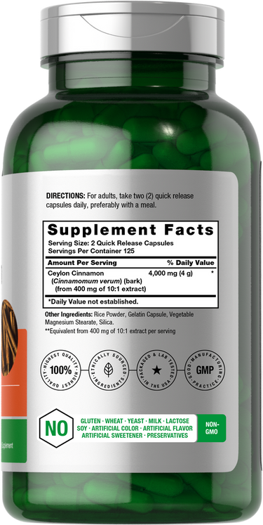 Green supplement bottle with label showing 'Supplement Facts' section.