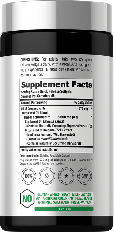 View 2 Oil of Oregano with Blackseed Oil Softgels | 90 Pills