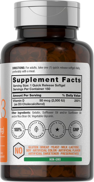 Vitamine D-3 2000 UI | 150 Capsules Molles