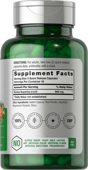 View 2 Butea Superba Root 840mg per serving | 90 Capsules