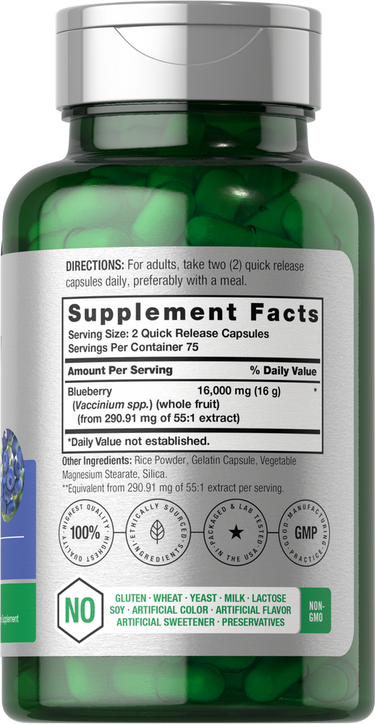 Supplement bottle with green label and capsules.