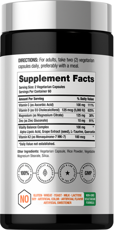 View 2 Vitamin D3 K2 5000 IU | 120 Capsules