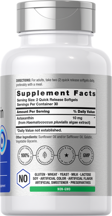 Supplement bottle with label showing details and branding.