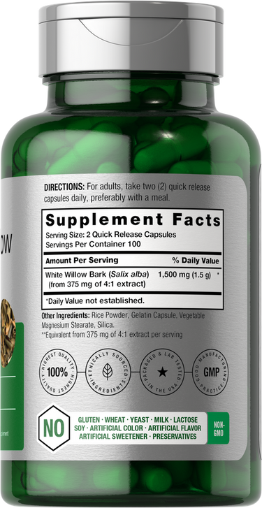 Corteza de Sauce Blanco 1500mg por porción | 200 Cápsulas
