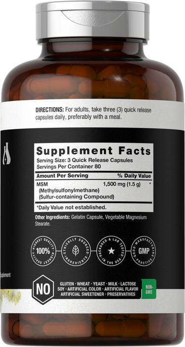 MSM 1500mg por porción | 240 Cápsulas