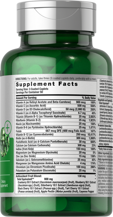 View 2 Green supplement bottle with label showing 'Supplement Facts' on a white background