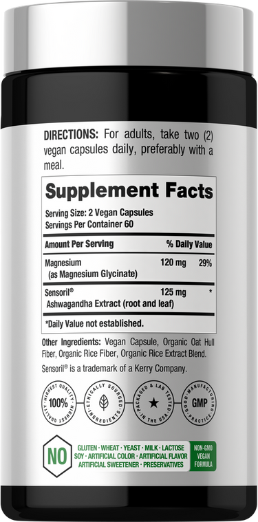 View 2 Ashwagandha et Glycinate de Magnésium | 120 Capsules Végétaliennes