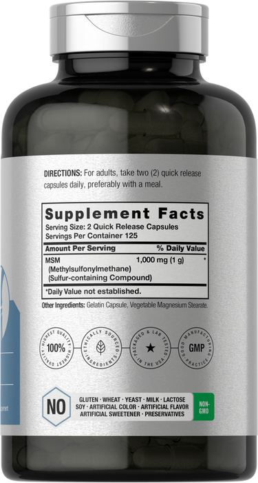 MSM 1000mg por porção | 250 Cápsulas