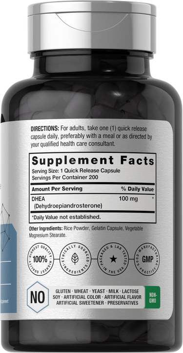 View 2 Supplement bottle with label showing 'Supplement Facts' on a white background