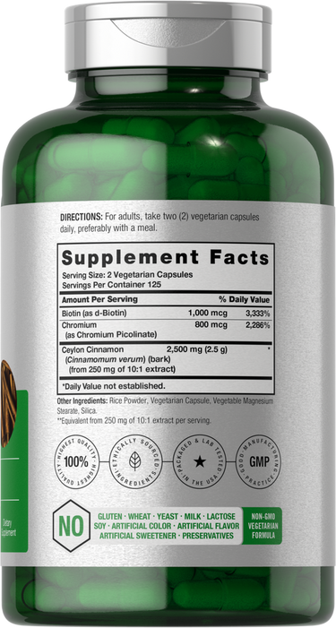 Green supplement bottle with label showing 'Supplement Facts' on a white background