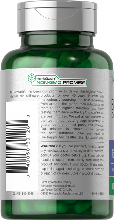 View 3 Green supplement bottle with label and pills