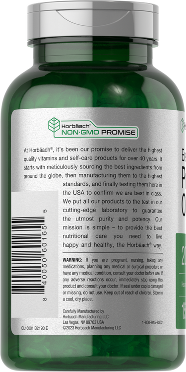 View 3 Green supplement bottle with label on a white background