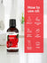 Bottle of apple fragrance oil with usage instructions on a red background