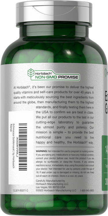 Green vitamin bottle with label showing text and barcode.