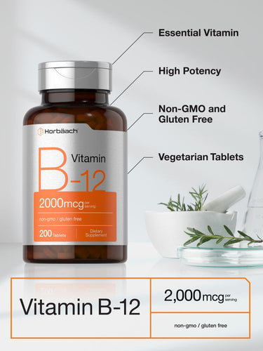 View 3 Vitamina B-12 2000 mcg por porção | 200 Comprimidos