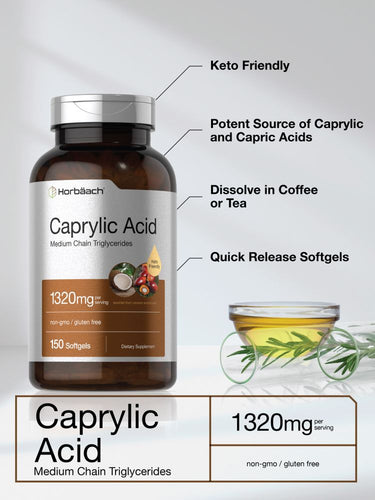 View 3 Caprylic Acid 1320mg per serving | 150 Softgels