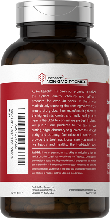 Apple Cider Vinegar 1800mg per serving | 180 Capsules