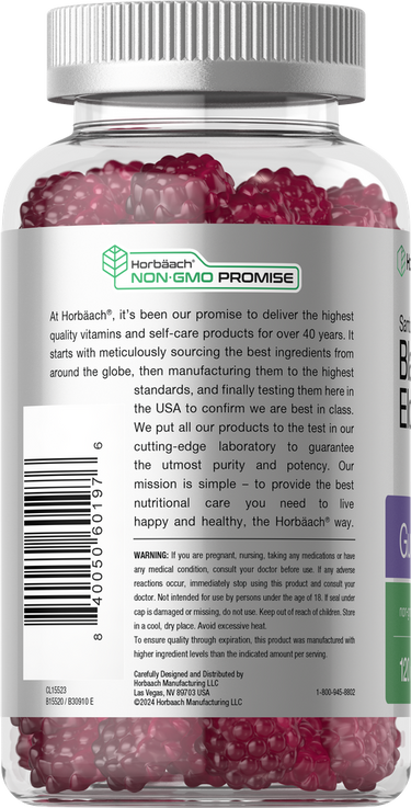 Bottle of vitamins with label showing text and branding